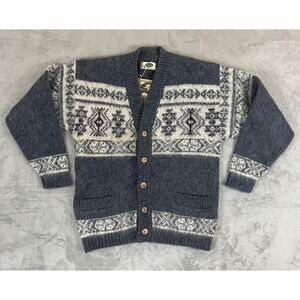 Icewear Sweater Mens Small Gray Wool Icelandic Cardigan Nordic Pattern New Tags